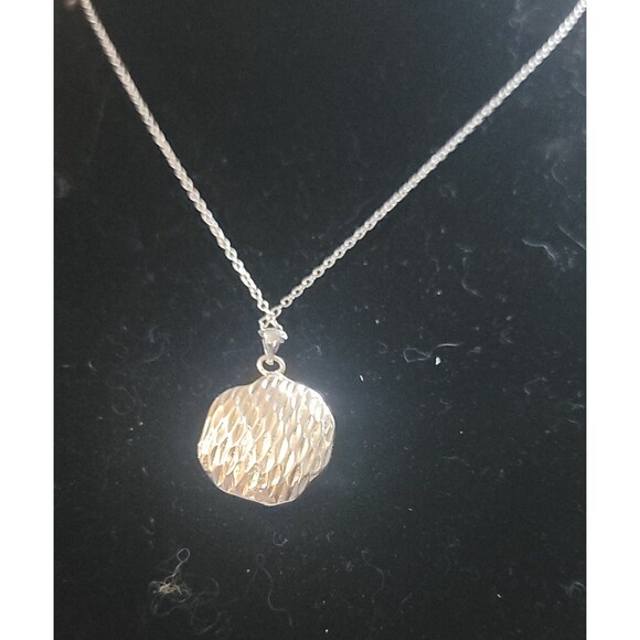 Sterling Silver Open Frame Rose Pendant Necklace & Earrings Two Tone NEW - Picture 11 of 14